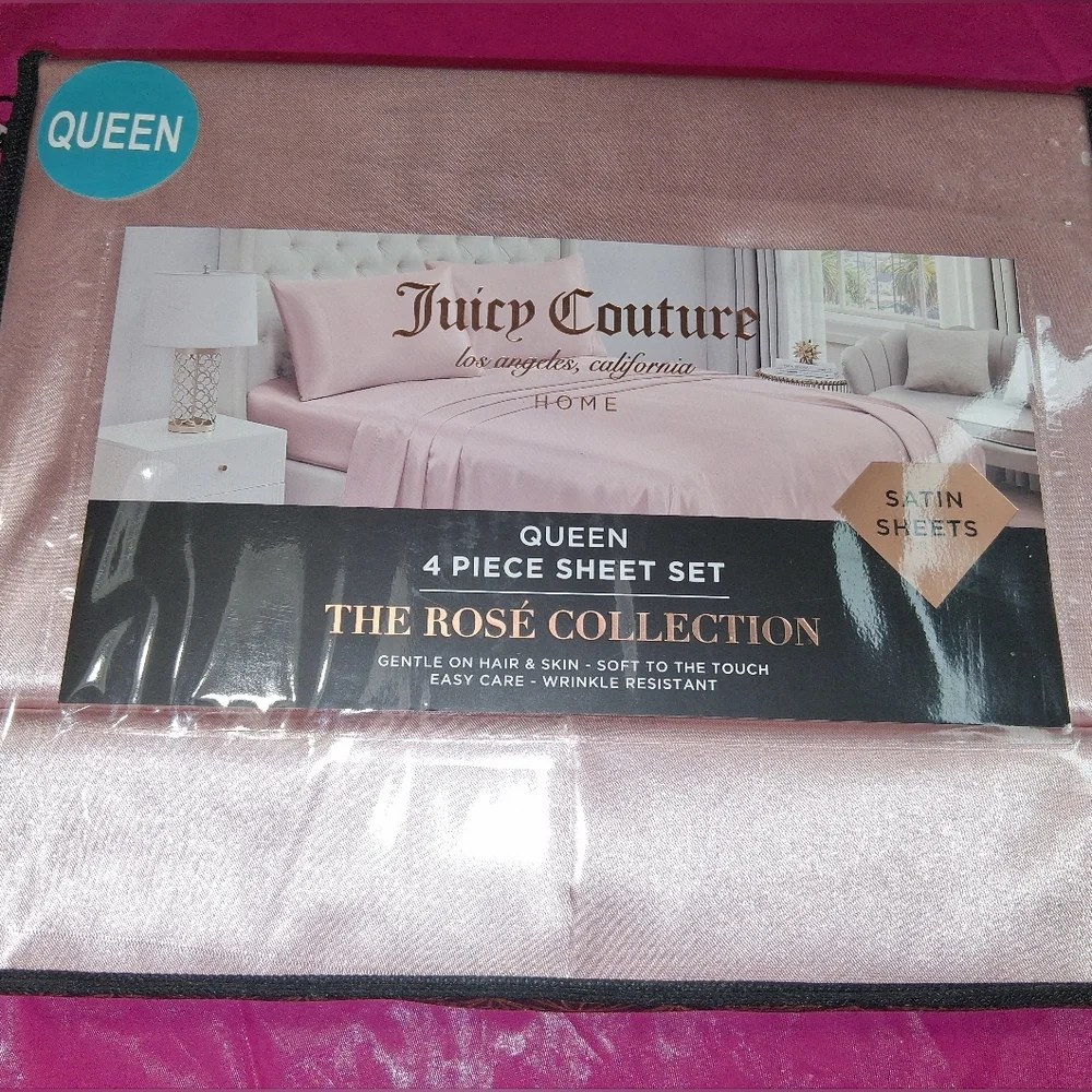 Juicy Couture Pink Satin Sheet Set